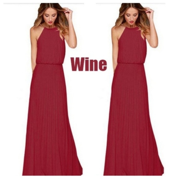 Dresses & Skirts - Wine Boho Chiffon Maxi Dress